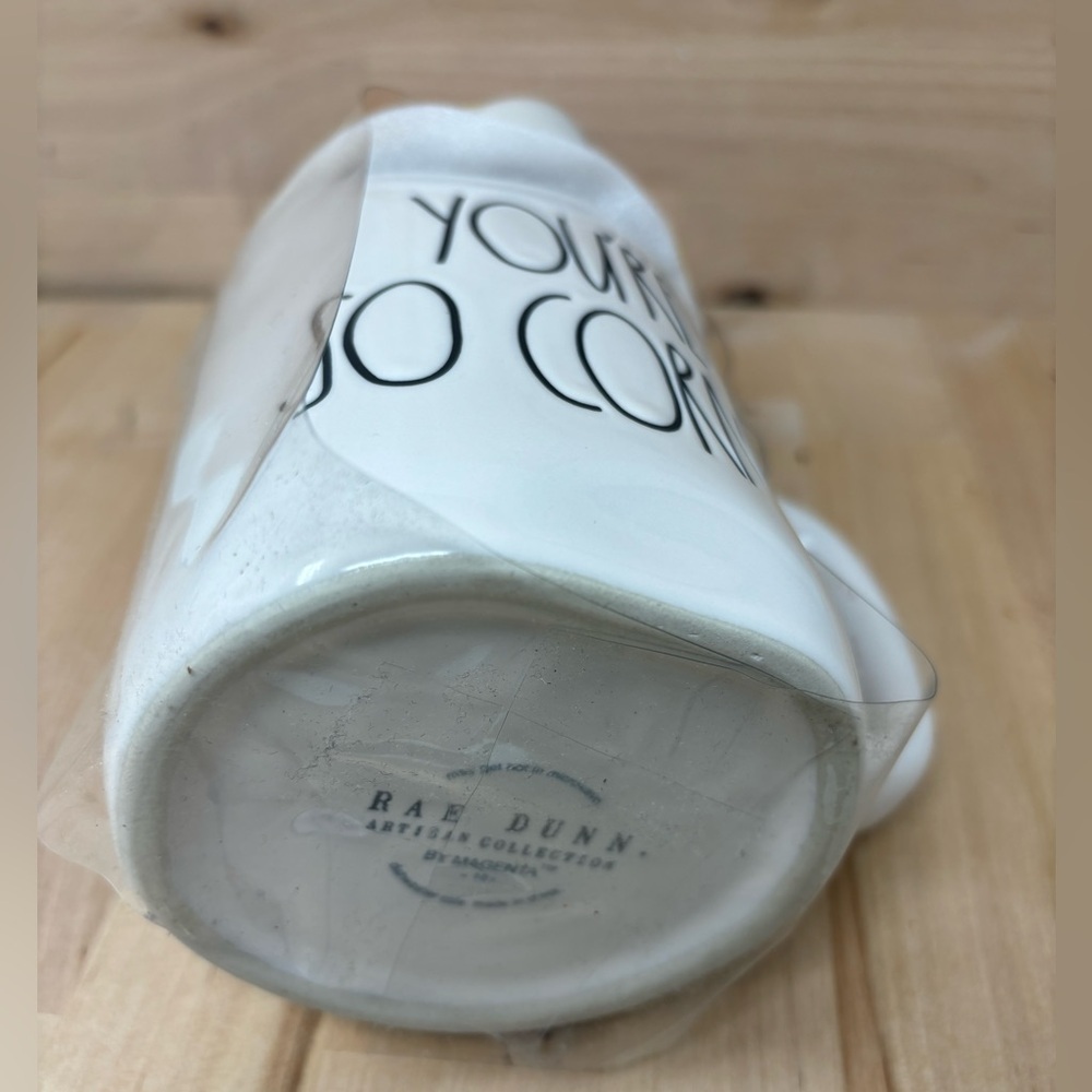 Rae Dunn YOU'RE SO CORNY Mug White with Novelty Top and Black Lettering New - Picture 3 of 3